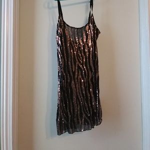 Sexy metallic zebra rose gold & black dress